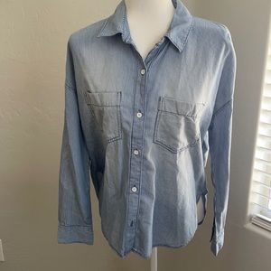 Cotton blend long sleeves button down shirt